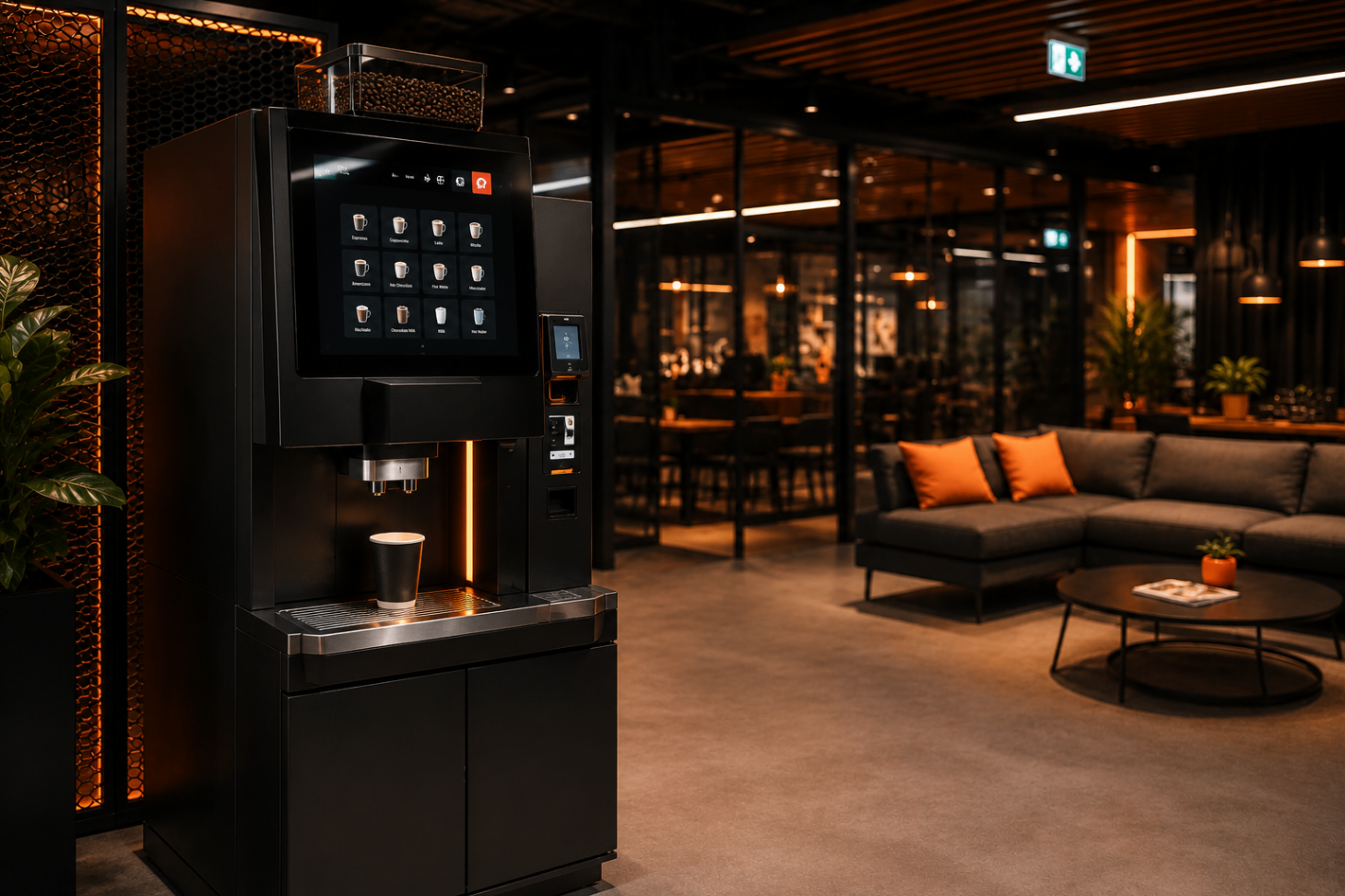 Bean-to-cup coffee machine for offices