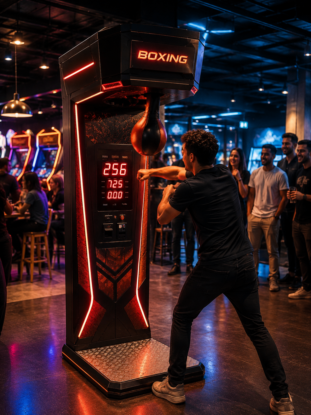 Boxing arcade machine with punch scoring